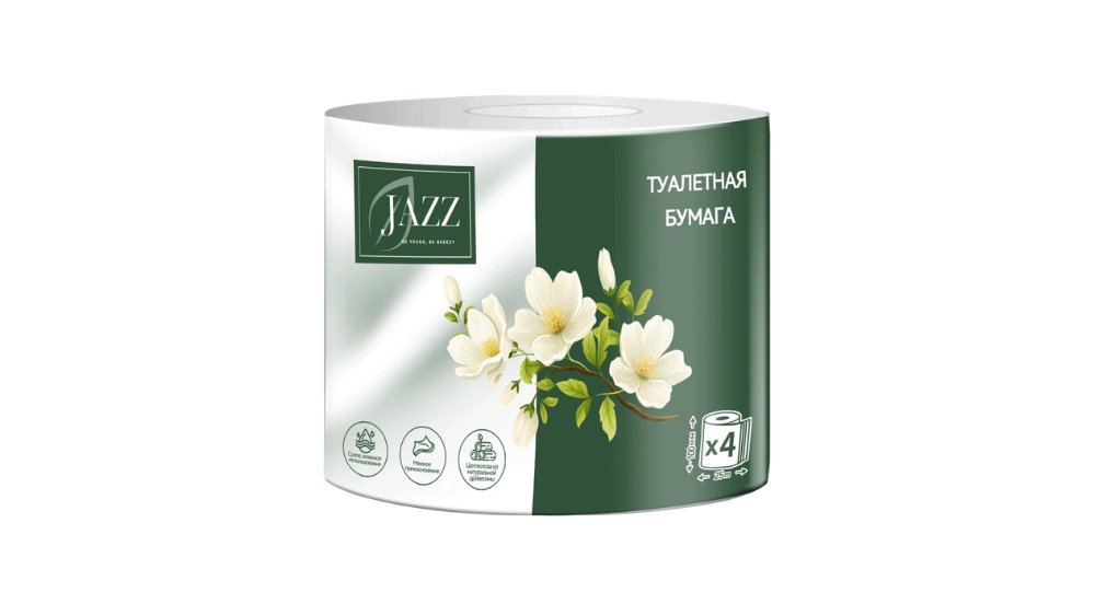 Бумага JAZZ Туалетная Четырехслойная 1шт м/у