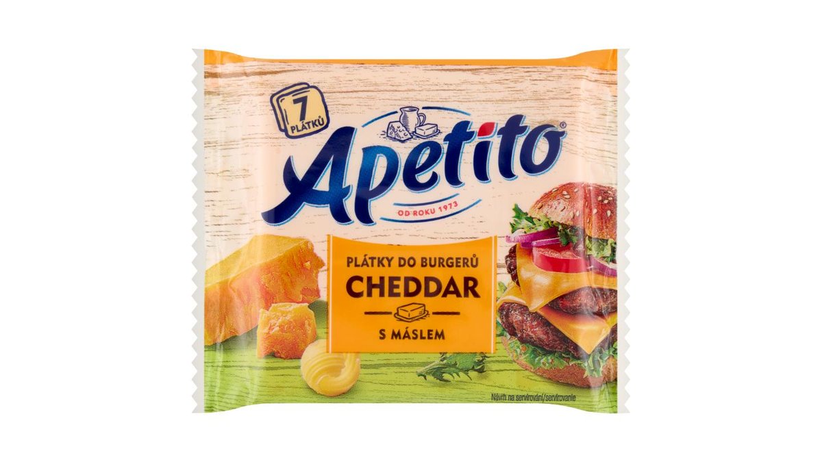 Apetito Plátky do burgerů cheddar s máslem 7 ks 130g