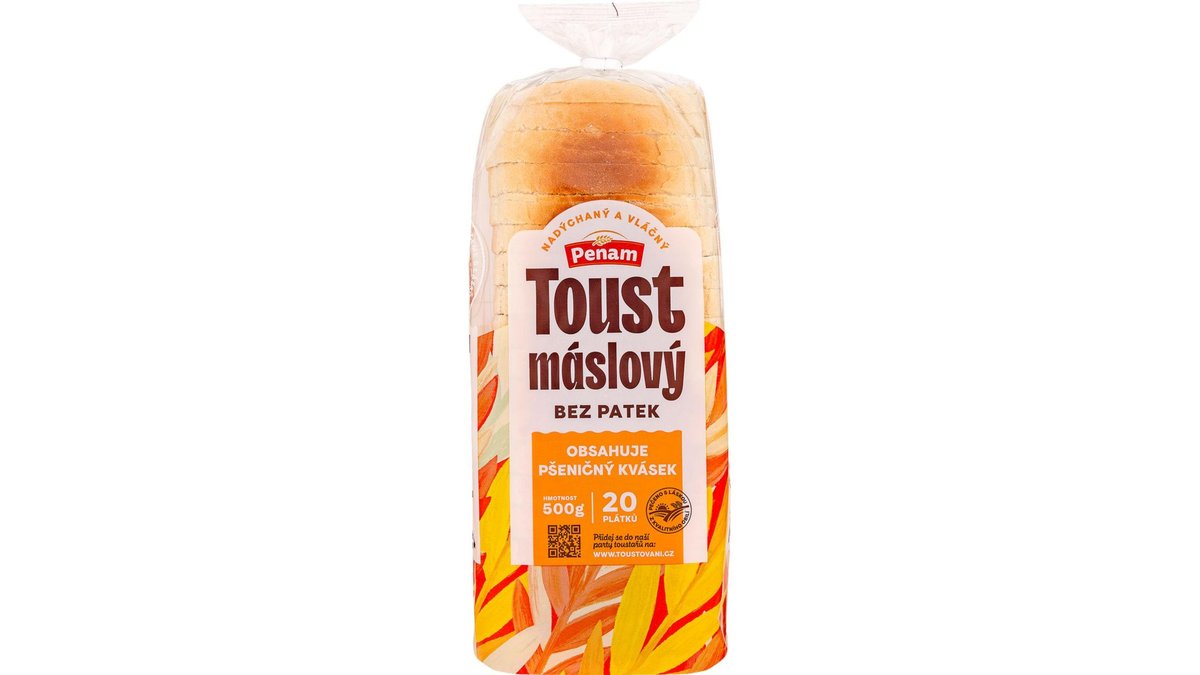 Chléb toustový máslový krájený, balený 500 g