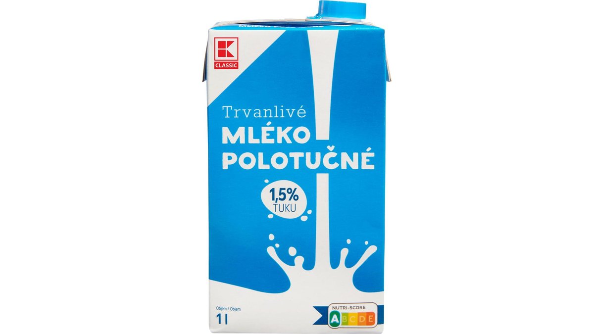 K-Classic Trvanlivé mléko 1,5 % tuku 1 l