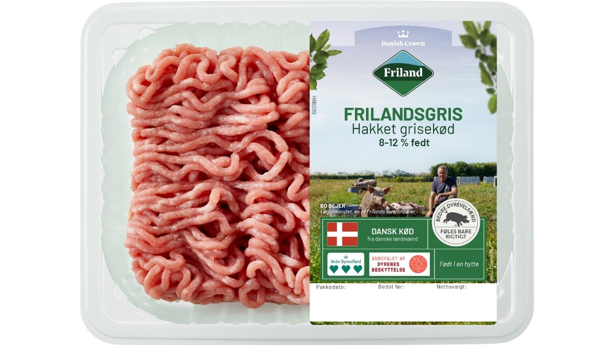 Friland Hakket Grisekød 8-12%