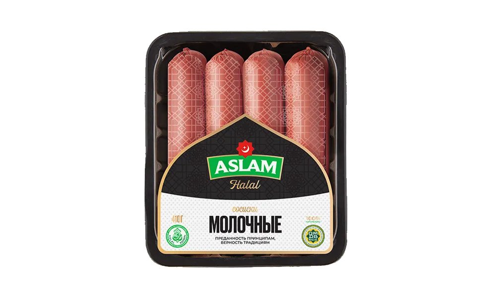 Сосиски Aslam Halal Молочные 410 Г В/Упак.