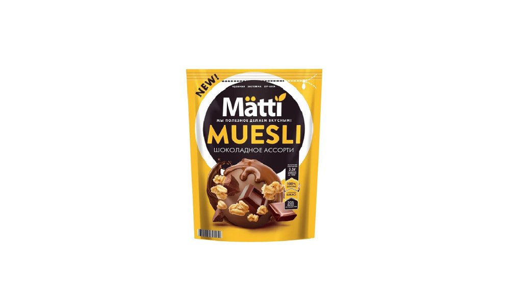 Мюсли matti шоколадное ассорти 250 г д/п