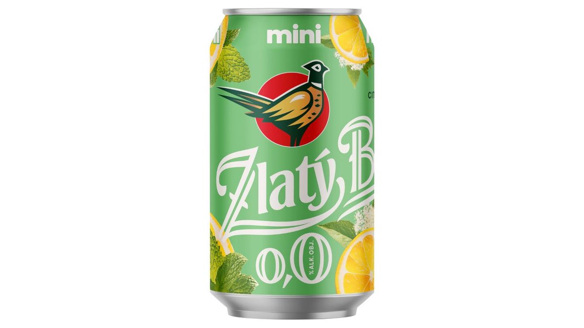 Zlatý Bažant Radler 0,0% citrón baza mäta, 330 ml