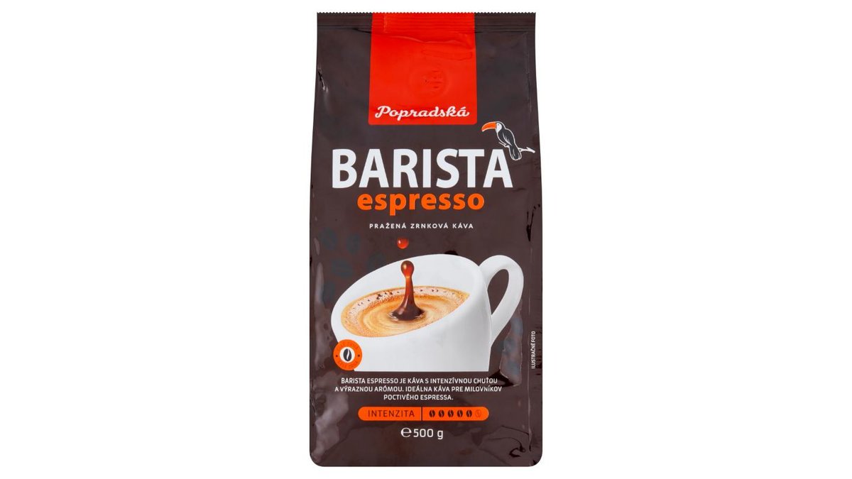 Popradská Barista espresso pražená zrnková káva 500 g