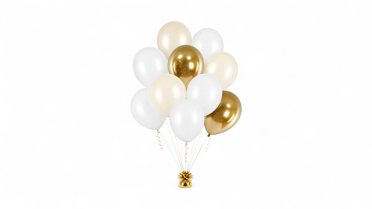 Gold & White Balloon Bouquet