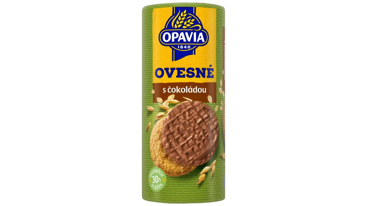 Opavia Ovesné v mléčné čokoládě Sušenky Balení 215 g