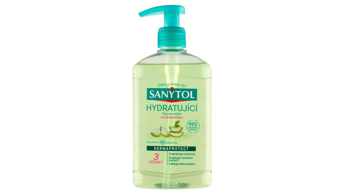 Sanytol Dermaprotect hydratující tekuté mýdlo antibakteriální aloe vera & bio zelený čaj 250ml
