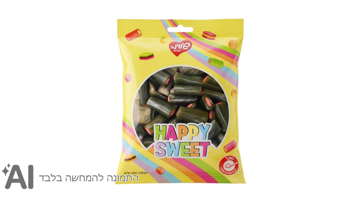 ממתק ליקריץ חתוך ממולא מוברק בטעם אבטיח
