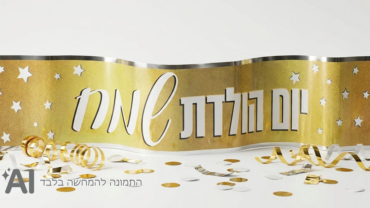 כרזת יום הולדת שמח זהב כוכבים