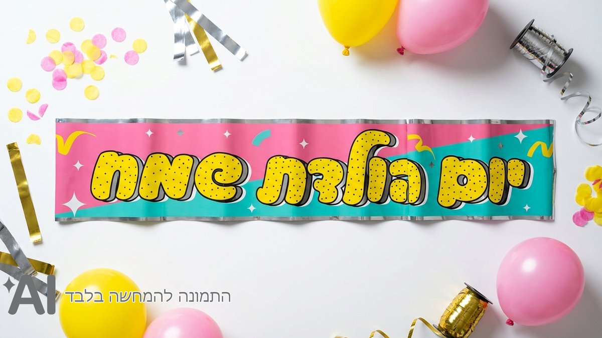 כרזת יום הולדת שמח ורוד ירוק