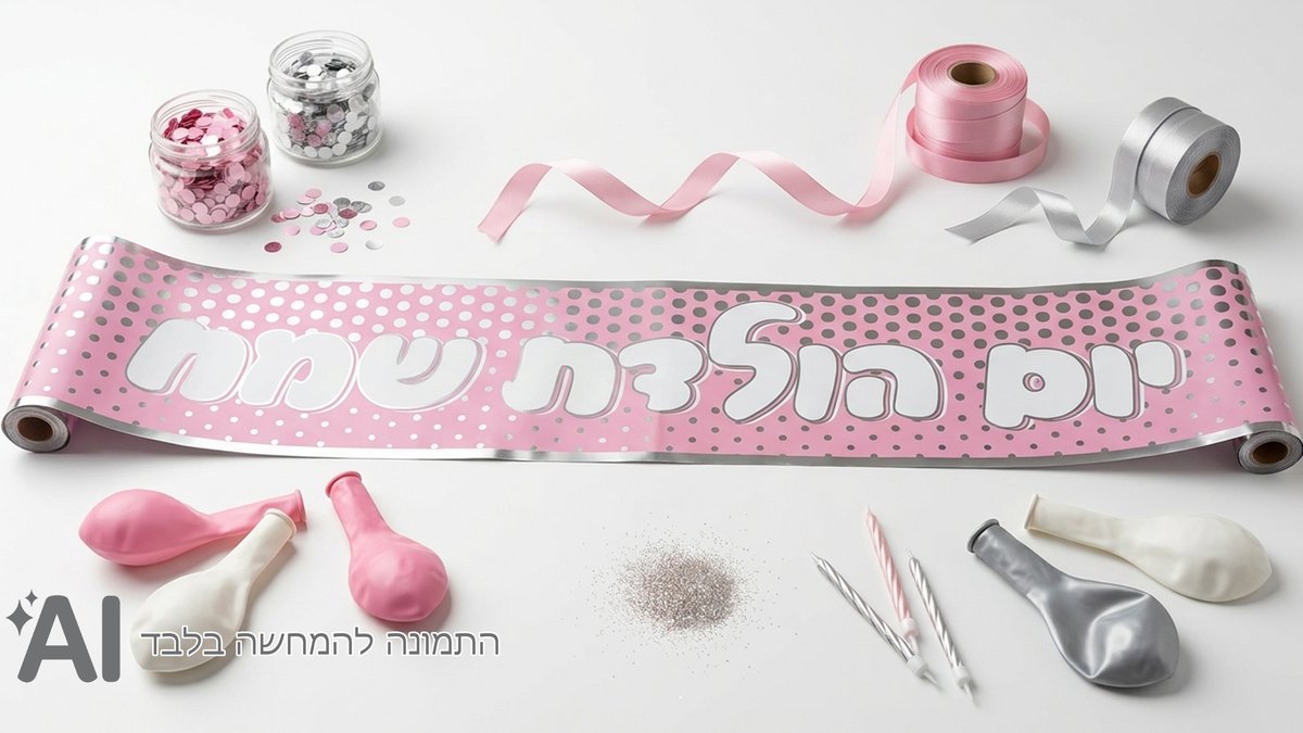 כרזת יום הולדת שמח ורוד