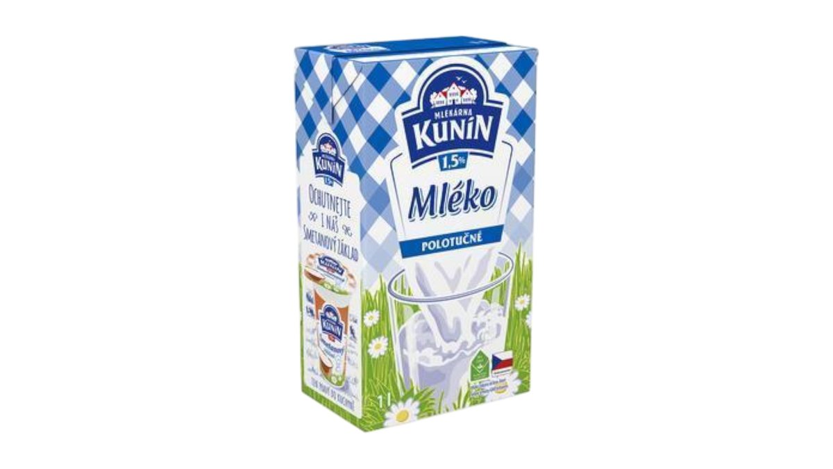 Kunín Mlieko polotučné trvanlivé 1,5%, 1 l