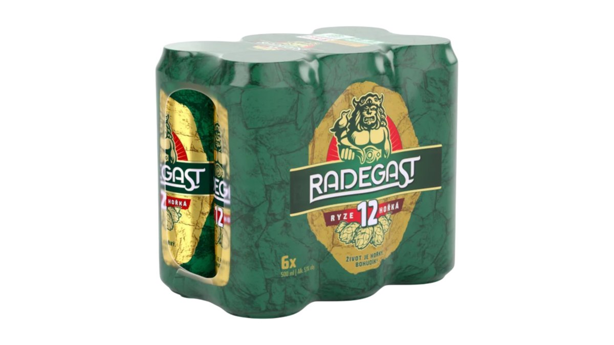 6x Radegast Ryze hořká 12°, svetlé pivo, 0,5 l