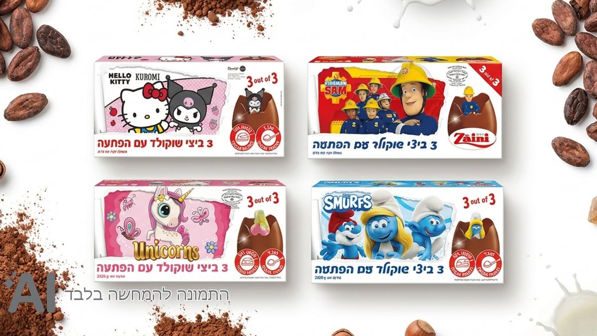 3 ביצי שוקולד עם הפתעה חד קרן