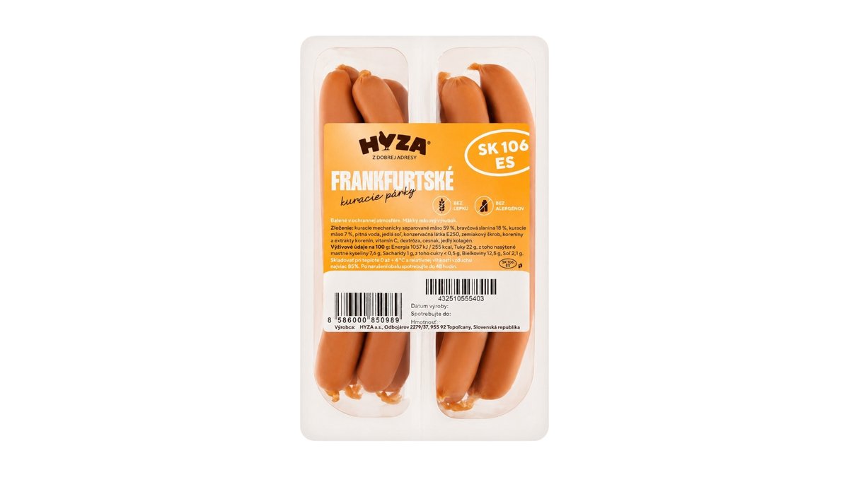 Hyza Frankfurtské párky, 2 x 180 g
