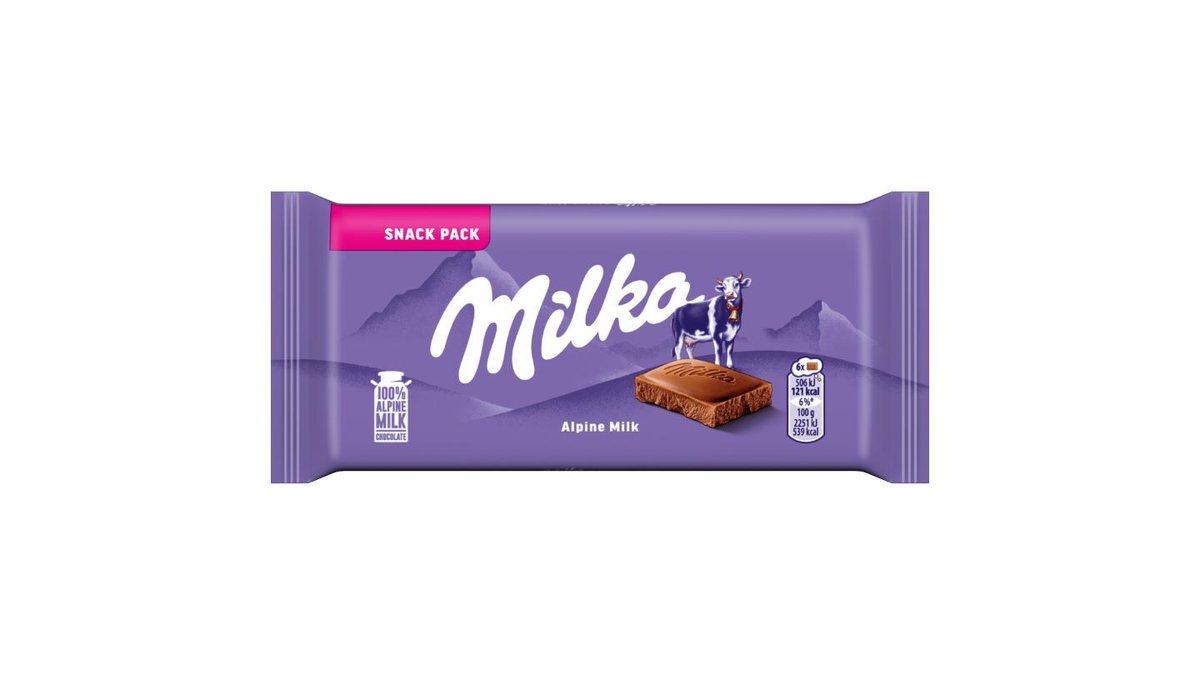Milka Alpine Milk mléčná malá čokoláda z alpského mléka 45 g