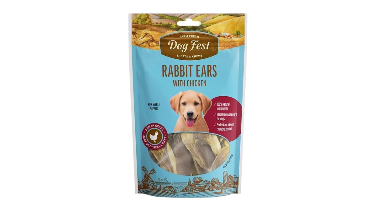 Dogfest Rabbit Ears With Chicken For Puppies 90G