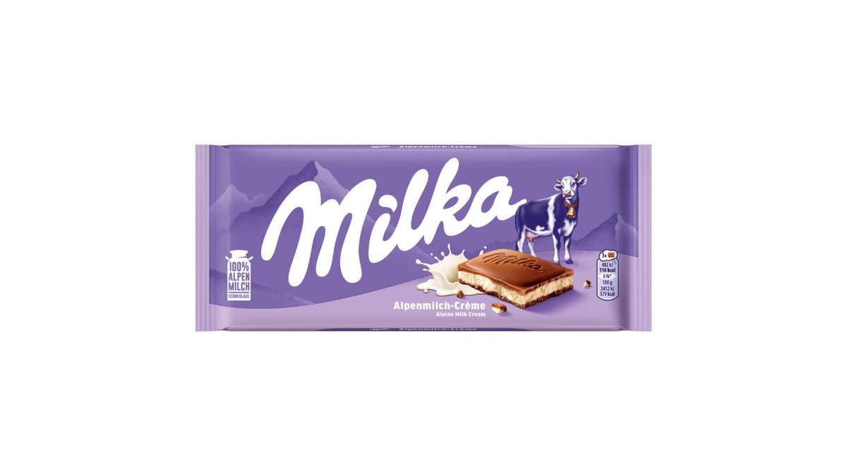 Milka Alpine Milk Cream mliečna čokoláda z alpského mlieka s mliečnou náplňou 100 g