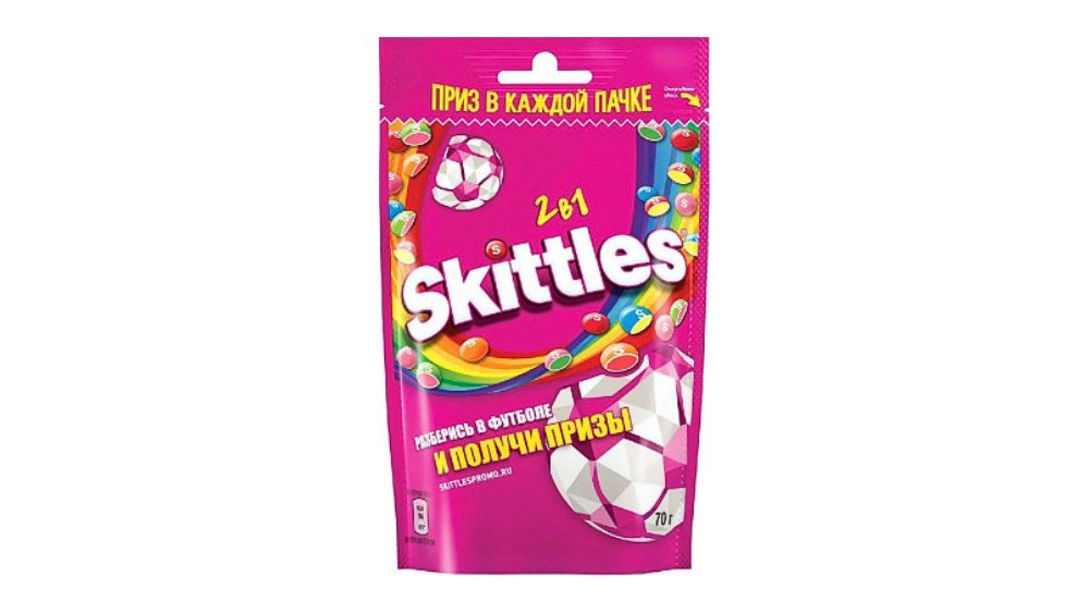 Skittles Конфеты Жевательные 2В1 70гр
