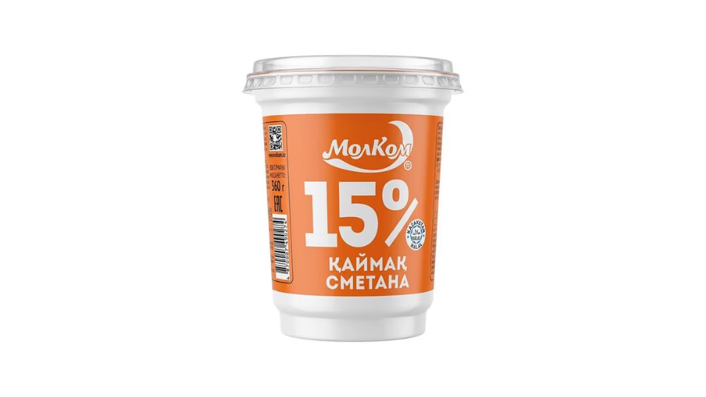 Сметана МОЛКОМ 15% 360г п/у