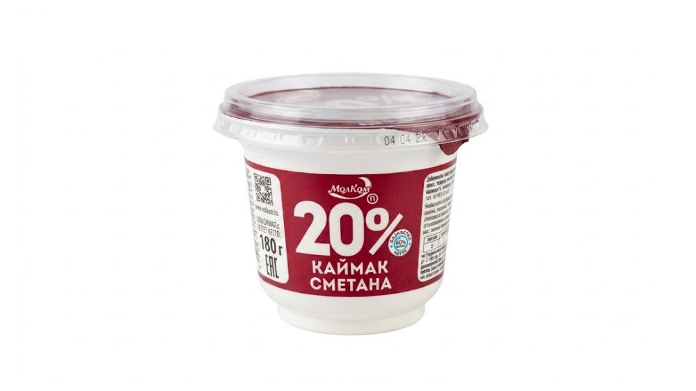Сметана МОЛКОМ 20% 180г п/у