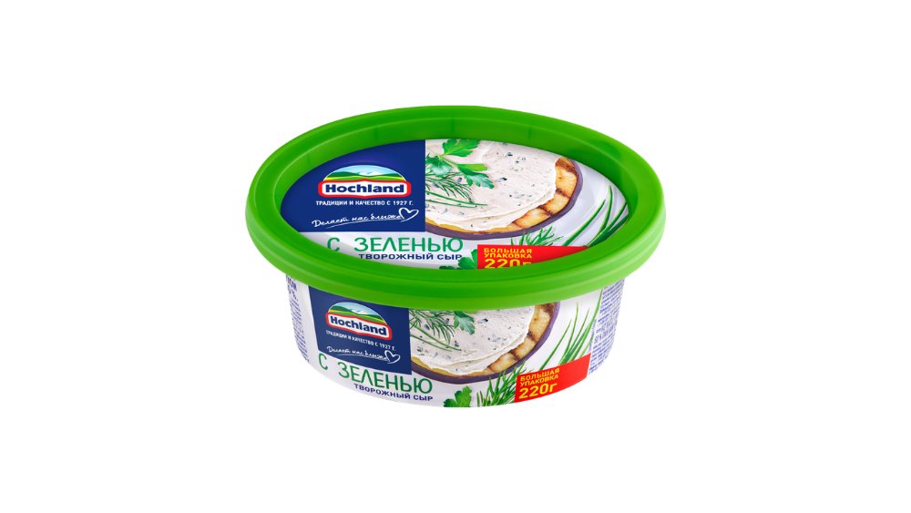 Сыр HOCHLAND Творожный с зеленью 60% 220г м/у