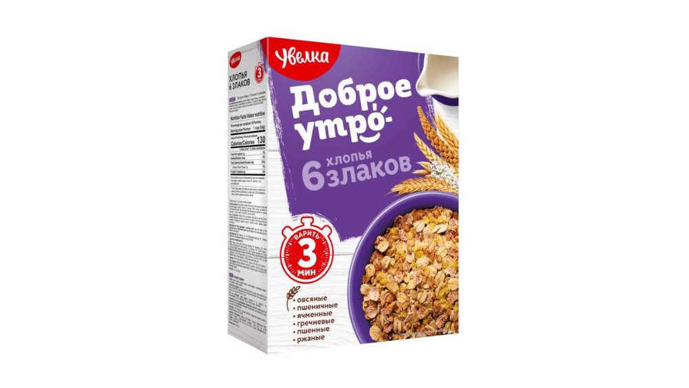 Хлопья Увелка овсяная 6-ти зерн 350 г