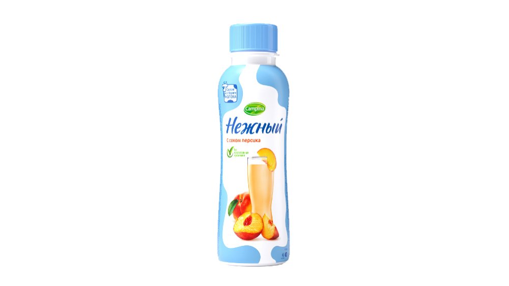 Йогурт CAMPINA Нежный с соком персика 0,1% 285г п/у