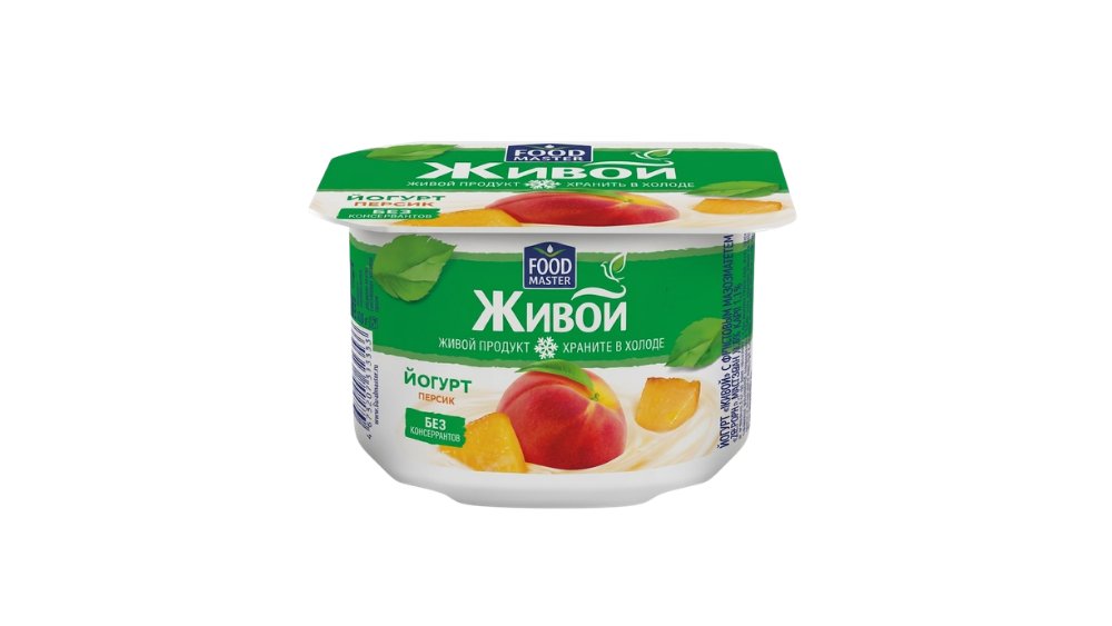 Йогурт FOOD MASTER Живой Персик 1,5% 110г п/у