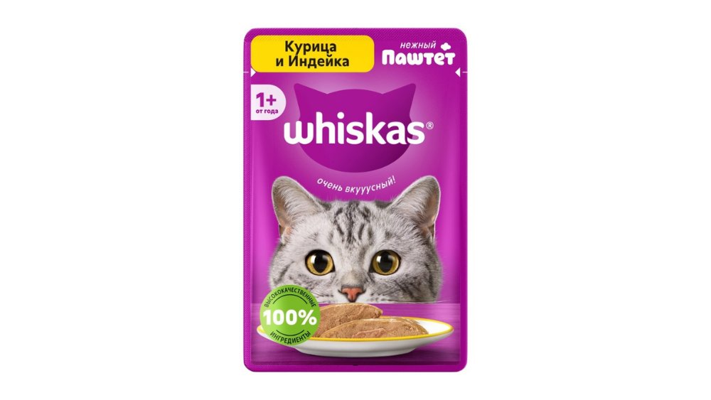 Корм WHISKAS Паштет из курицы и индейки 75г м/у