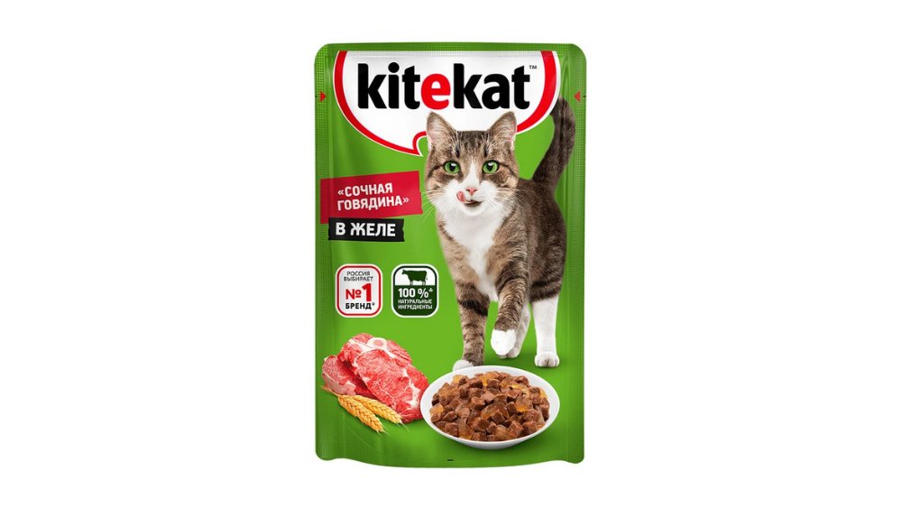 Корм для кошек Kitekat Говядина в желе 85 г
