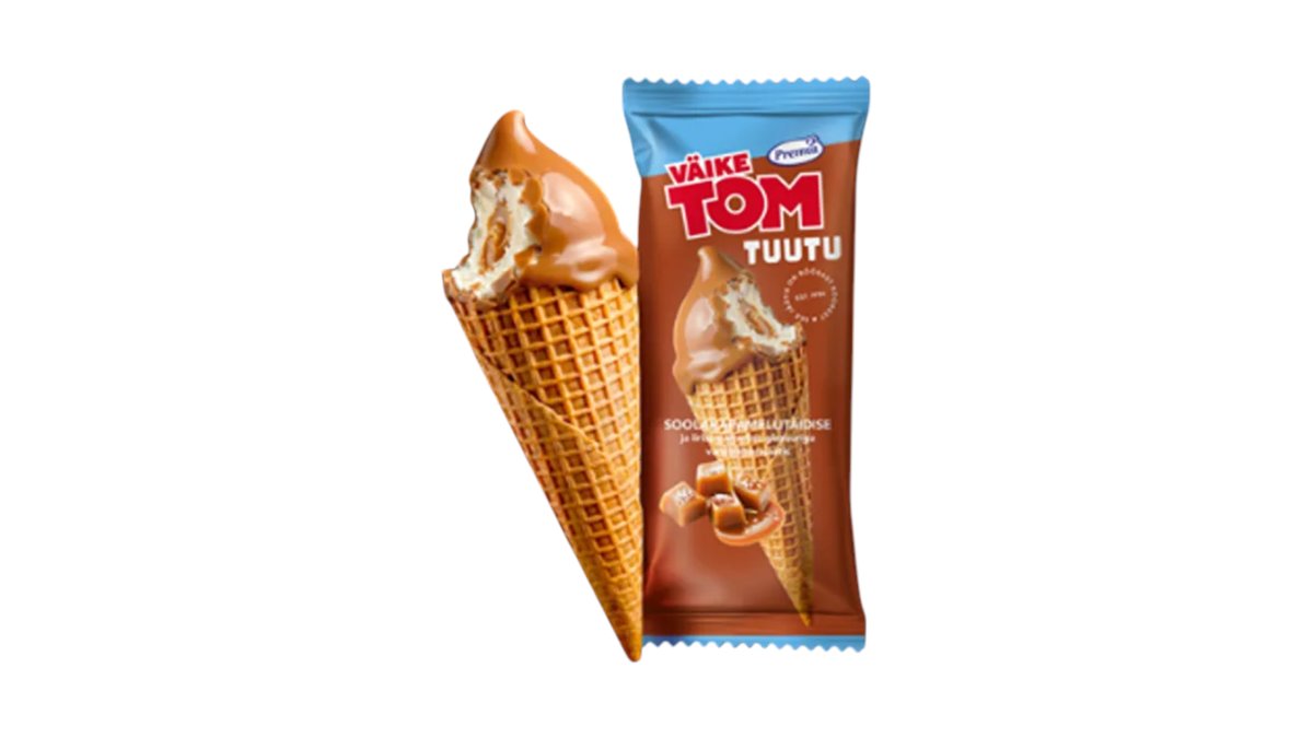 Väike Tom Vanilli-Koorejäätis Soolakaramelli Iirisemaitselises glasuuris 75 g/110 ml