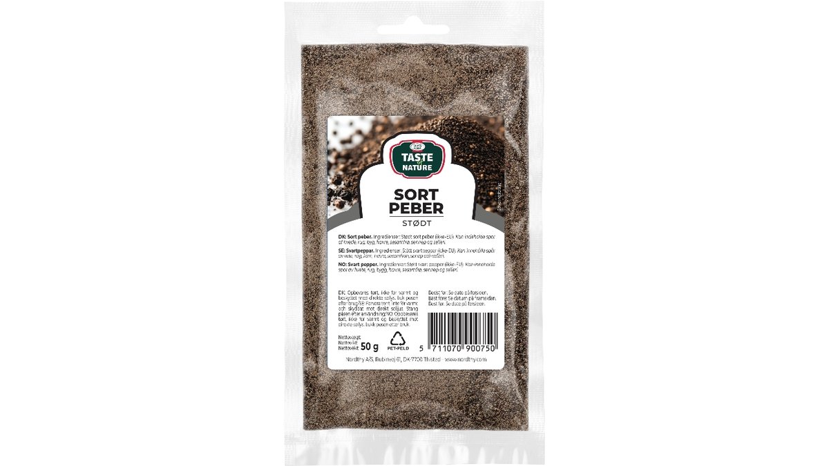 Ton sort peber stødt 50 g