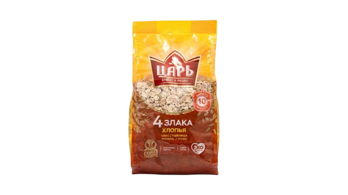 Царь-каша, хлопья царь-каша 400 гр., 4-злака, шт.