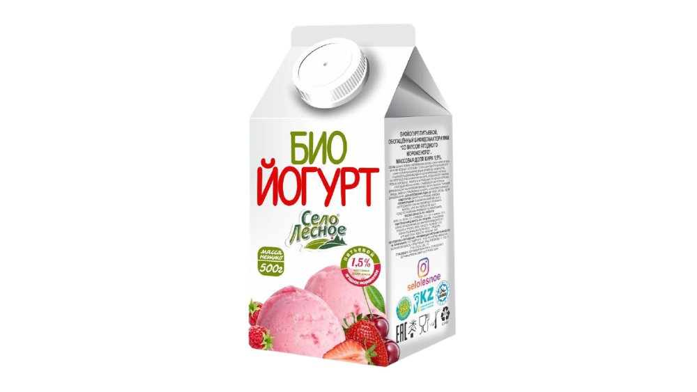 Биойогурт СЕЛО ЛЕСНОЕ Ягодное мороженое 1,5% 500г