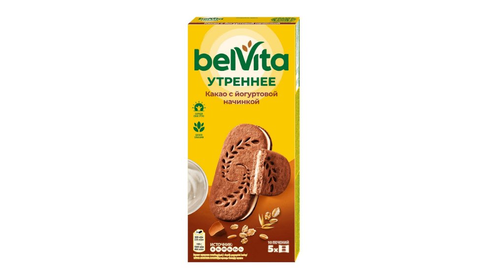Печенье BELVITA Утреннее Сэндвич с какао 253г