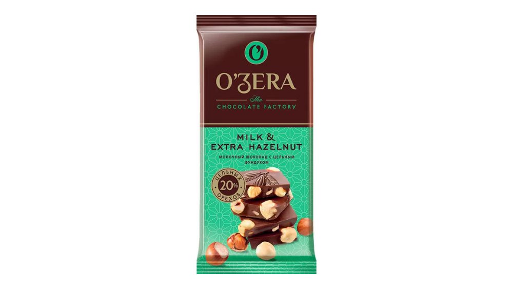 Шоколад OZERA Молочный с цельным фундуком 90г кор