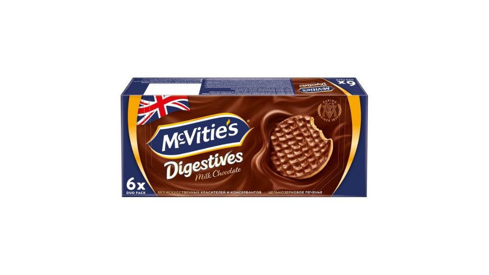 Печенье Mcvitie`s Digestive из цельнозерновых злаков покрытое молочным шоколадом 199 г