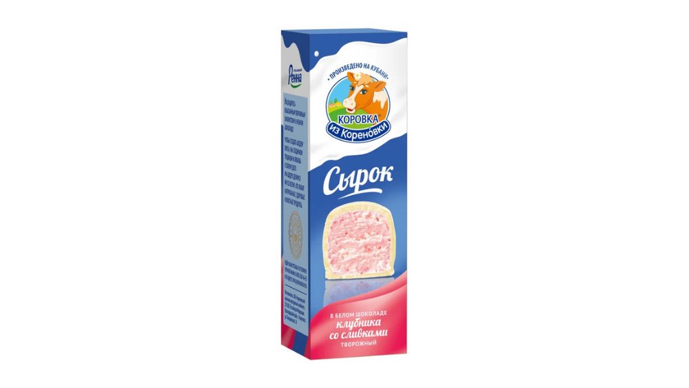 Сырок творожный Коровка из Кореновки клубника со сливками в бел шок 40г