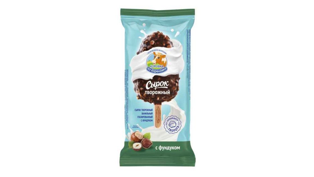 Сырок творожный Коровка из Кореновки на палочке ваниль фундук 50г
