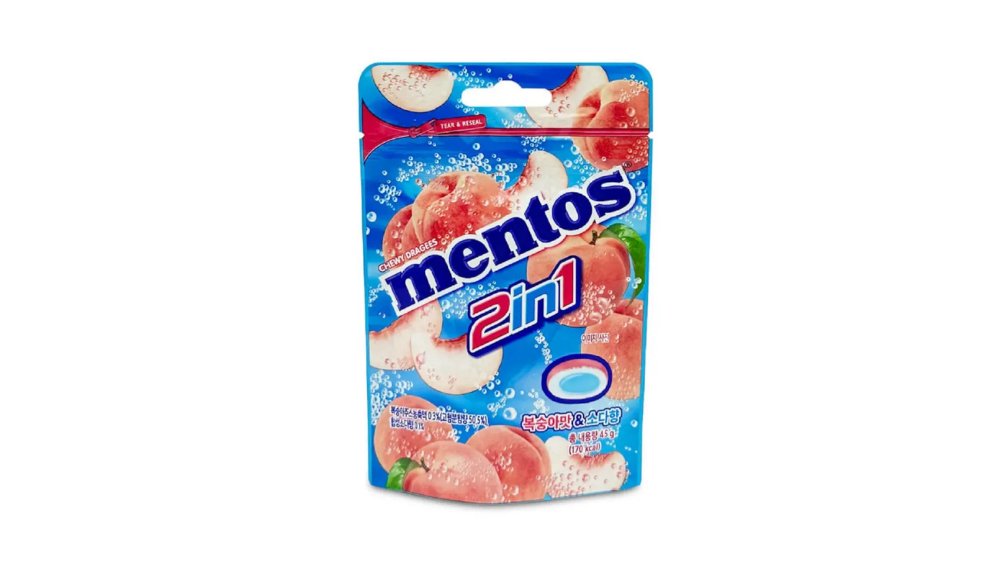 Драже MENTOS Duo Со вкусом персика и содовой 45г