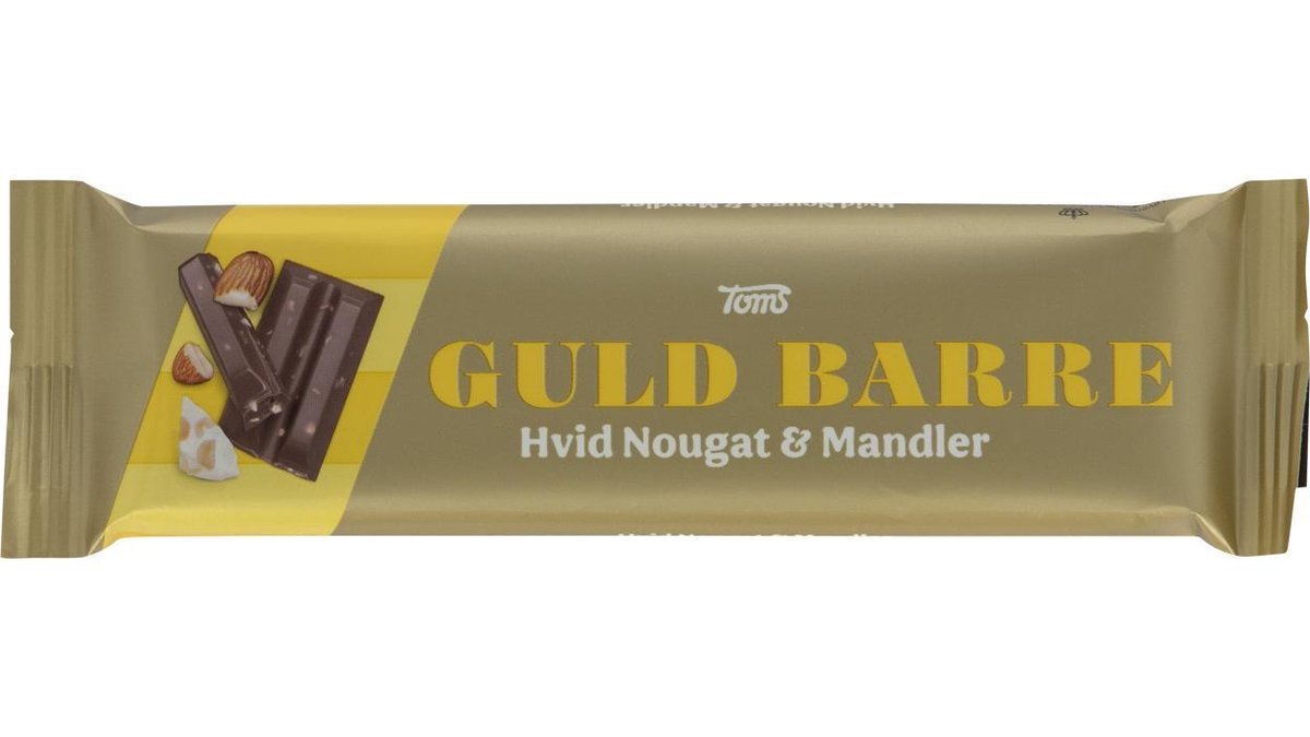 Guld Barre m. hvid nougat & mandler, Toms