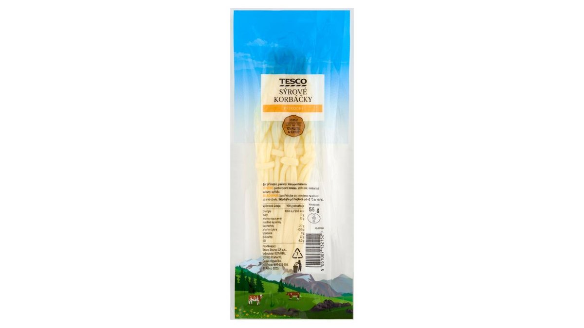 Tesco Sýrové korbáčky přírodní 55g