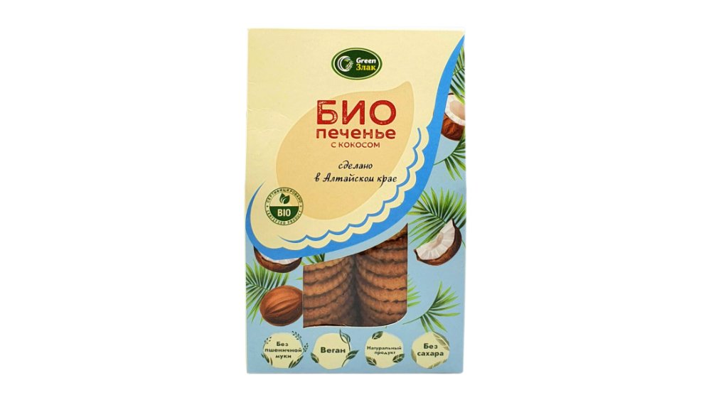 Печенье Green злаковое био веган кокос 150 г