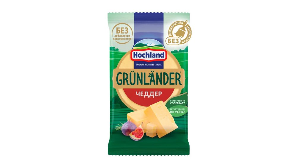 Сыр hochland grunlander 180г чеддер в/у