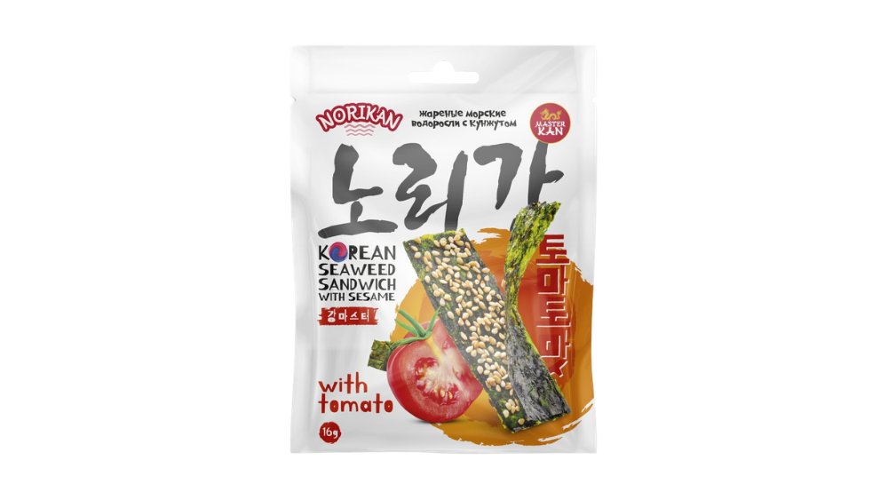 Морские водоросли NORI KAN С кунжутом и томатом 16г м/у