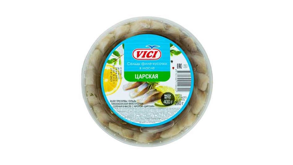 Филе-кусочки Vici сельдь царская в масле с укроп, 500 г