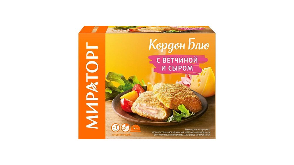 Кордон блю Мираторг с ветчиной и сыром 405 г