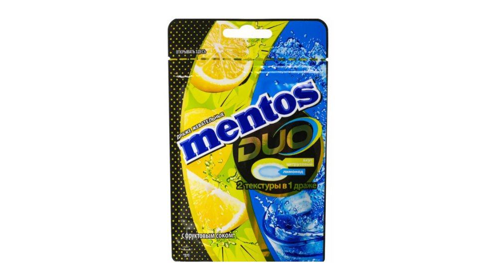 Драже MENTOS Duo Со вкусом лимона и содовой 45г
